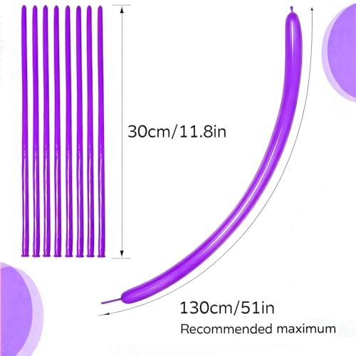 Image of 260 Purple Long Balloons for Balloon Garland Thickening Skinny Latex Twisting Animals Modeling Christmas Birthday Wedding Party Festival Decorations 100pcs