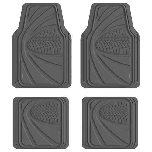Image of FLORICH Car Floor Mats, Waterproof Universal Heavy-Duty 4 Pieces Rubber Floor Mats for Cars, Full Set Car Mats with Anti-Slip Backing Fit for Most SUV, Vans,Trucks, Sedan(Grey)