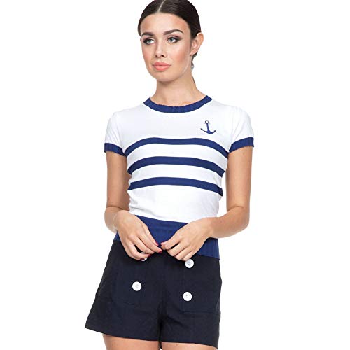 Voodoo Vixen Women's Parker Nautical Sweater White L