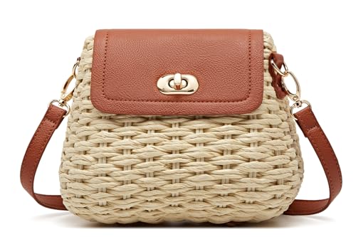 Image of Obosoyo 2026 Trendy Woven Straw Crossbody Bag Women Small Square Shoulder Bag Summer Beach Daily Use Twist Bag