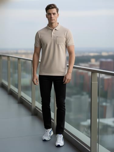 Image of Lux Cozi Men's Cotton Blend Polo T-Shirt with Chest Pocket | Collar T-Shirts for Men | Half Sleeves | Plain - Regular Fit (Pack of 1)