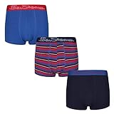Ben Sherman Halstead Herren-Boxershorts, Blau/Streifen/Marineblau, Größe S