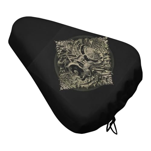 M.C. Escher マウリッツ・エッシャー 絵画 ポスター(四面体プラネタイド) ホーム装飾 自転車サドルカバー 自転車カバー 撥水 サドルカバー 自転車用 着脱簡単 伸縮性 日焼け防止 通勤 通学