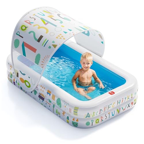QPAU Kiddie Pool – 65" x 39" Inflatable Pool for Kids & Toddlers,...