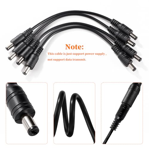 KUOQIY 4 Piezas 20cm 22AWG 5.5mm x 2.1mm Cable de Alimentación CC Macho a Macho, Cable de Extensión de Alimentación DC, para Cámara de Seguridad CCTV LED Tira - imagen 3