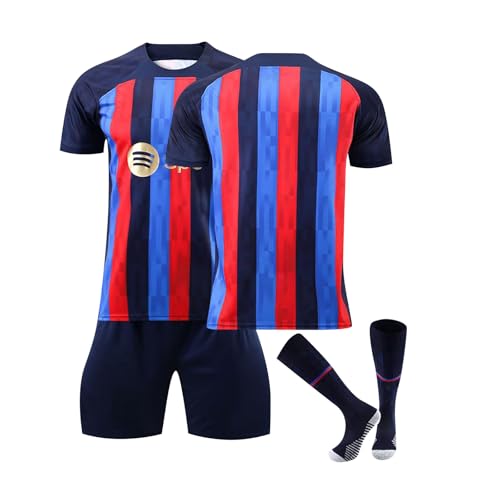 Camiseta Fútbol Barcelona Personalizadas para Hombres y Niño, equipación Fútbol DIY Nombre y Número con Conjunto Top Pantalón Corto y Calcetines Regalo de Fútbol