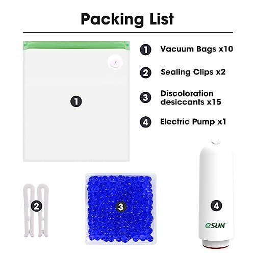 Image of eSUN 3D Printing Filament Electronic Vacuum Storage Kit Pro 2, Spool Storage Sealing Bags Dust Proof Humidity Resistant for Keeping Filament Dry, 10 Vaccum Bags /Kit