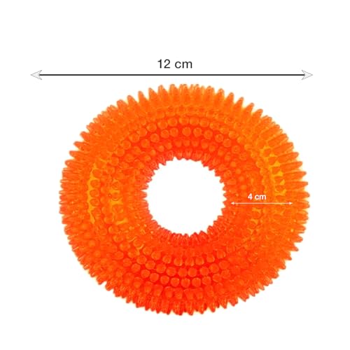 Image of Squeaky Ring Toy|Non- Toxic and Durable Squeaky Ring Shaped Ring Toy |Soft Natural Rubber Toy for Chewing and Dentle Cleaning (Orange, Size Medium)