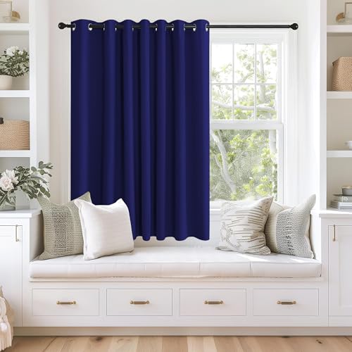 NICETOWN Blackout Curtains 63 inches Long for Living Room Bedroom, Grommet Thermal Insulated Room Divider Drape Window Treatment for Sliding Patio Door, W100 x L63, 1 Panel, Navy Blue