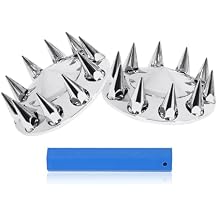 Chrome ABS Front Axle Wheel Cover for Semi Truck Plastic Hub Cover with 33mm Screw-On Lug Nut Covers 2 Front Axle Wheel Covers Hubcap Spiked Front