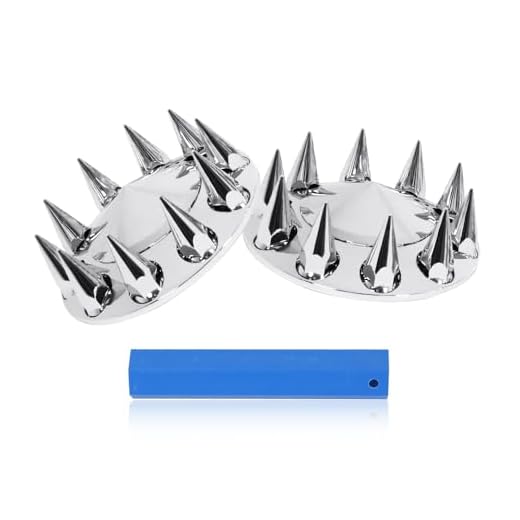 XIUHUA Chrome ABS Front Axle Wheel Cover for Semi Truck Plastic Hub Cover with 33mm Screw-On Lug Nut Covers 2 Front Axle Wheel Covers Hubcap (Spiked Front)