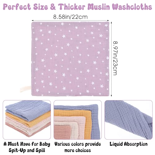 Image of WY LIGHTING LEVEL 12Pcs Baby Muslin Washcloths for Unisex Cotton Wash Cloth Set for Baby Face Body Absorbent Comfy Soft Towels Set Unisex Face Towel for Newborn Infants Kids Girls Boys