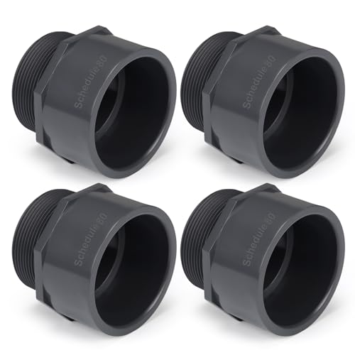 Image of 4 Pcs 3 Inch PVC Pipe Fitting Male Adapter Schedule 80 Socket x Npt Compatible with 836 Series Heavy Duty Industrial Grade Corrosion Resistant Plumbing Irrigation Connector for Water