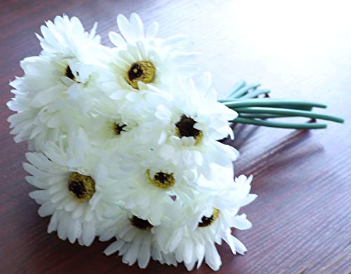 Lnhomy Daisy Artificial Flowers 14 Stems Silk Daisies Flower For Wedding Bouquet Living Room Office Party Diy Home Decoration, (White) #TOP7