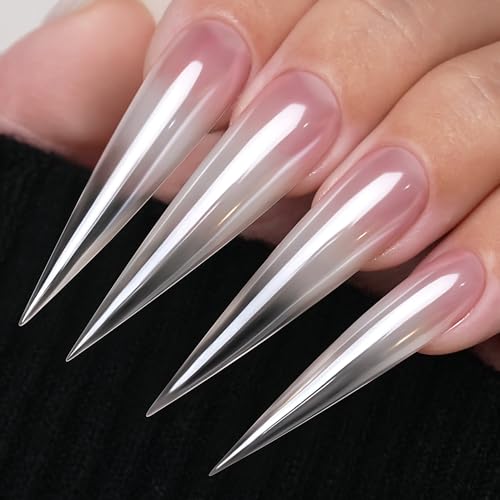 Yokefellow GleamTap Cushion Magic White Chrome Nail Powder Glazed Donut Pearlescent Nail Chrome Powder Nail Art Decoration for Home DIY Salon Manicure (GT211 Magic White