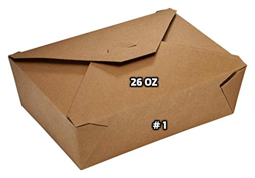 [20 Pack] 26oz Disposable Paper Take Out Food Containers - Kraft to Go Containers - Grease Resistant, Leak Proof, EcoFriendly, Recyclable, Compostable, Meal Prep, Lunch (#1, 5 x 4.5 x 2.5 in)