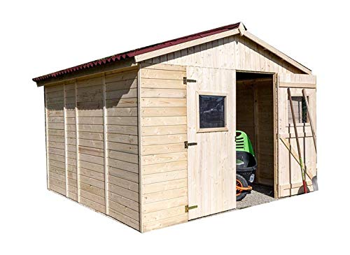 Habrita Gerätehaus aus Holzplatten ohne Boden – 16 mm – Nutzfläche 7,62 m² – Doppeltür