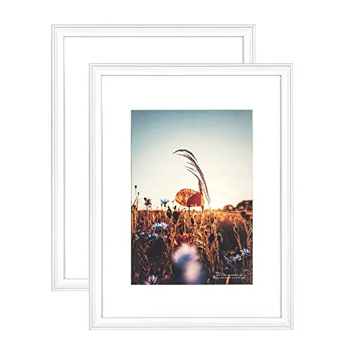 Home&Me - Juego de 2 marcos de fotos de madera 100% auténtica, 30 x 40 cm, con paspartú de 21 x 30 cm (A4), marco de fotos con cristal auténtico para certificar