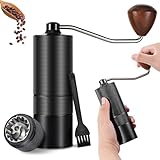 Kaffeemühle Manuelle, Edelstahl Kaffeemühle Handkaffeemühle Einstellbare Grobheit Coffee Kaffeemühle mit Siebenzelliger Mahlkern Aus Hochstickstoffhaltigem Stahl Und Griff Aus Nussbaumholz