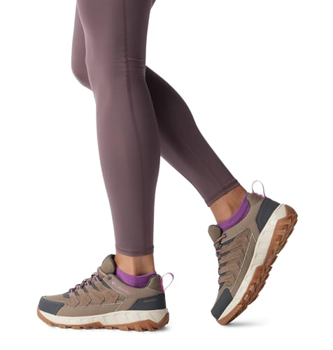 Columbia Womens Strata Trail Low Waterproof, Wet Sand/Berry Patch, 9.5