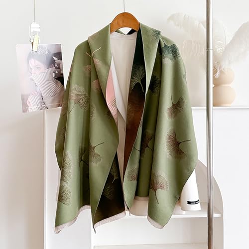 yolrdiw Fashion Winter Scarf Ginko Leaves Prints Warm Soft Wrap Shawl for Women Girl Gift2