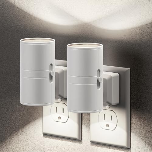 Image of JandCase Night Lights Plug into Wall, Dimmable Night Light Plug in, Modern Night Light Dusk to Dawn Light Sensor, Cool White 5000K, 0-100LM Adjustable Brightness Nightlight for Hallway Bedroom, 2 Pack