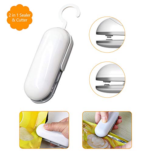 Mini Bag Sealer, Portable Handheld Heat Resealer, 2 in 1 Heat Vacuum Sealer