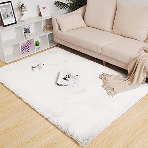 Image of Rabbit Fur Area Rug 6x8 Ft | Super Soft Plush Carpet with Anti-Slip Backing | Washable Luxury Rug for Bedroom, Living Room & Home Decor