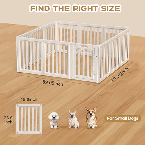 Image of Dog Playpen Indoor,Puppy Playpen,White 23.6 inch H, 12 Panels | Dog Play Pen Indoors with Open View, Tool-Free Setup, Multi-Shape Setup, Dog Pen for Dogs, Cats & Puppies