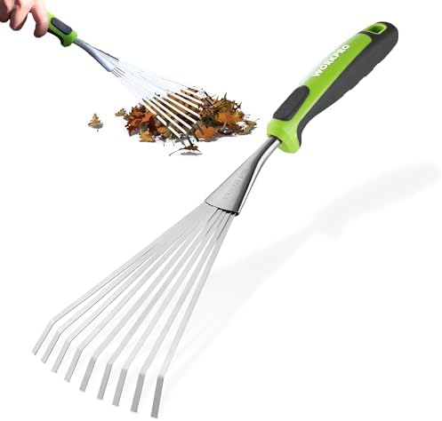 WORKPRO 16" Hand Rake, Heavy Duty Stainless Steel Garden Rake wit...