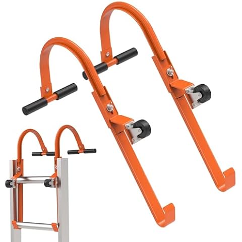 2 Pack Heavy Duty Ladder Roof Hook with Wheel Rubber Grip T-Bar for Damage Prevention,500 lbs Weight Ratin,Fast & Easy to Access Steep Roof Cover