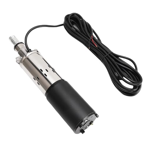 Kikumi Bomba de Pozo Profundo de 12 V, Elevación de 30 M NPT Bomba de Agua Sumergible de Acero Inoxidable de Salida de 3/4 pulg. 1 pulg., Cable de Alimentación de 7 M, para Panel Solar