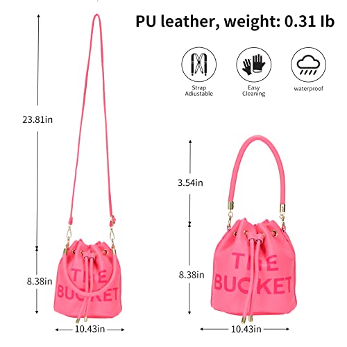 Image of JQAliMOVV Mini Leather Bucket Bags for Women Drawstring Bucket Purse Crossbody Handbags Hobo Bag