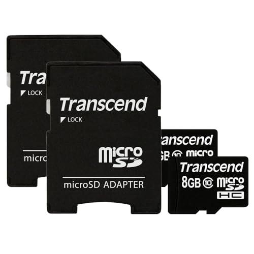 Transcend 8GB Micro SDHC Secure Digital Memory Cards, Compatible with Samsung Galaxy Amp Cell Phone - Class 10, 20MB/s - Pack of 2