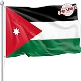 Nuibers Jordan Jordanian Flag 3x5 FT for Outside, Heavy Duty 210D Nylon Jordanian National Flags Outdoor, Double Sided Sewn Stripes Long Lasting Jordan Flag Brass Grommets