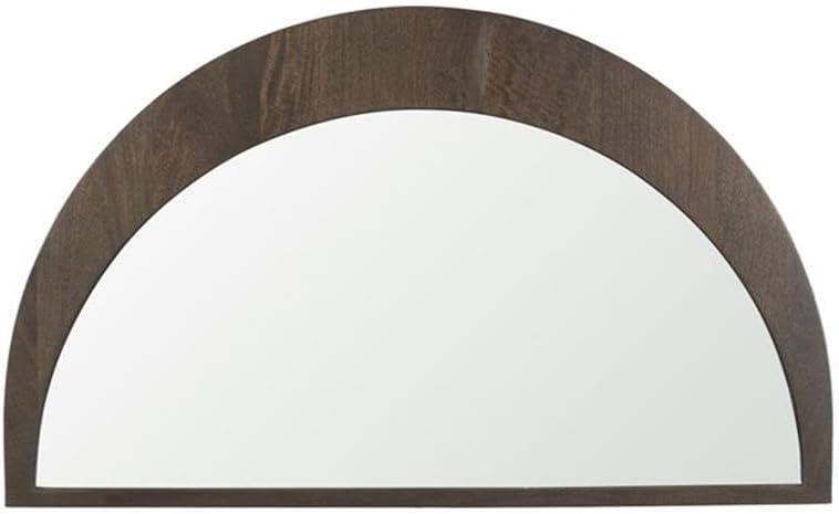 Pemberly Row Small Arched Wall Mirror, 36x1x21.3 in, Mango Wood Frame, Dark Brown Finish, Modern/Contemporary Design, Premium Glass, Pre-Assembled Decorative Accent for Living Room or Bedroom