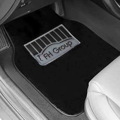 Image of FH Group Universal Fit Full Set Doe16 Faux Rabbit Fur Automotive Floor Mats fits most Cars, SUVs, Trucks and Vans Black