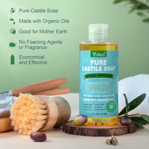 Image of Yoken Pure Castile Liquid Soap 8 Oz Unscented with Organic Oil EWG Verified