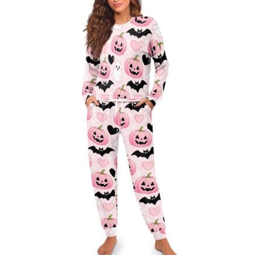 Image of Women's Pajamas Set Soft 2 Piece Loungewear Long Sleeve Pj Set Matching Sleepwear with Pockets for Women Plus Size