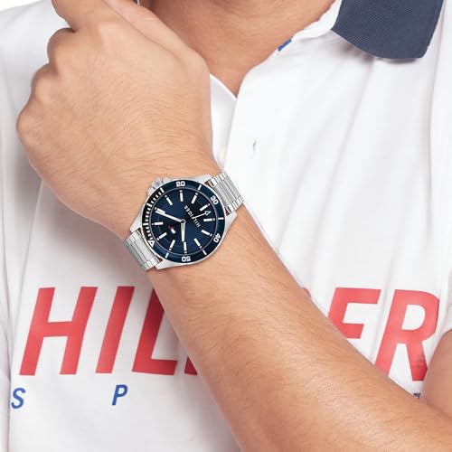 Image of Tommy Hilfiger Analog Navy Dial Stainless Steel Strap Watch for Men