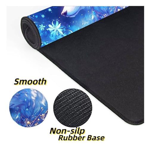 Tapis de souris loup grand format 1600x800x3mm blanc imperméable pour ordi