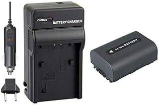 KIT Carregador + Bateria NP-FH50 para Sony DCR-DVD106, DCR-DVD208, DCR-DVD306, DCR-HC37, DCR-HC38