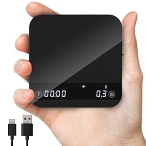 Mini Coffee Scale with Auto Timing, Rechargeable Espresso Scale with Timer, 2kg/0.1g High Precision Scale for Espresso and Pour-Over Coffee with Brewing Assist Modes