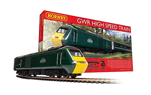 Image of Hornby Train Set - R1230 GWR High Speed Electric 00 Gauge Model Railway | Train Sets, DCC Ready 21 Pin Train Kit, 1:76 Scale Model Train Gifts with Power Cars, Coach, Track, MidiMat and Controller