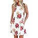 Produktbild Muamaly Kleid Weiß Kurz Damen, Kurzarm Lose T-Shirtkleid Casual Tops Partykleider Cocktailkleider Rundhals Stretch Basic Einfaches Kleide(Weiß S)