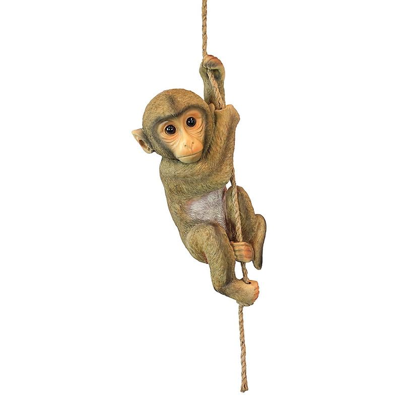 Mappa Waterproof Brown Resin Hanging Monkey Figurine - Weatherproof Animal Sculpture for Tree, Terrace Garden Ornament, and Whimsical Home Decoration-image-23