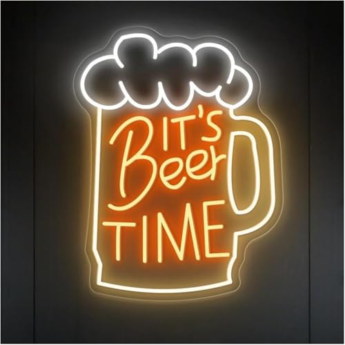 Enseigne lumineuse au néon LED Beer Time de 45 cm pour la décoration murale de bistro
