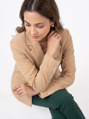 Image of modny Women's Formal Cotton Blazer | Single-Breasted, Button Closure, Long Sleeves Blazer for Girls | Professional Outfit for Office & Meetings