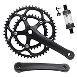 GSJNHY Manivela de Bicicleta 50/34T Road Bike Bankset BCD 11 0 mm 8/9 Velocidad de Diamantes Diamond Sprockets Bicicletas de Bicicleta Piezas Accesorios de Bicicleta de Cadena(Black crankset BB)