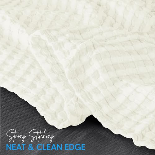 Image of Utopia Bedding 100% Cotton Waffle Weave Blanket King Size for Bed - Lightweight, Breathable Summer Blankets Soft and Cozy, Gifts for Women Home Room Decor (Ivory, 90x108 Inch)